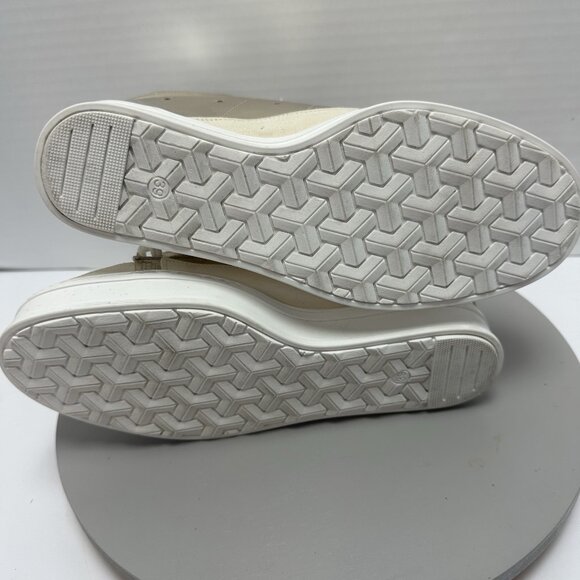 Cynthia Richard Fearless Gold Metallic Wedge Sneakers 39 /8 Leather Unisex Y2K - Picture 6 of 10